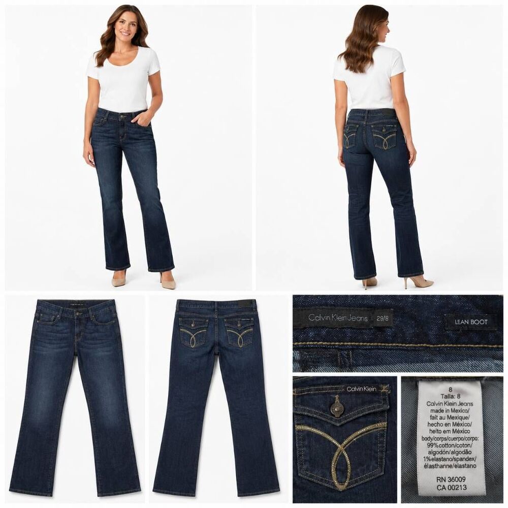 Calvin Klein Lean Boot Jeans Women's Size 8 Dark Wash